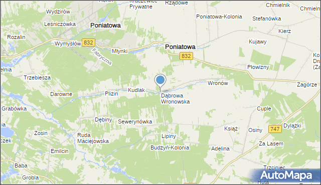 mapa Dąbrowa Wronowska, Dąbrowa Wronowska na mapie Targeo